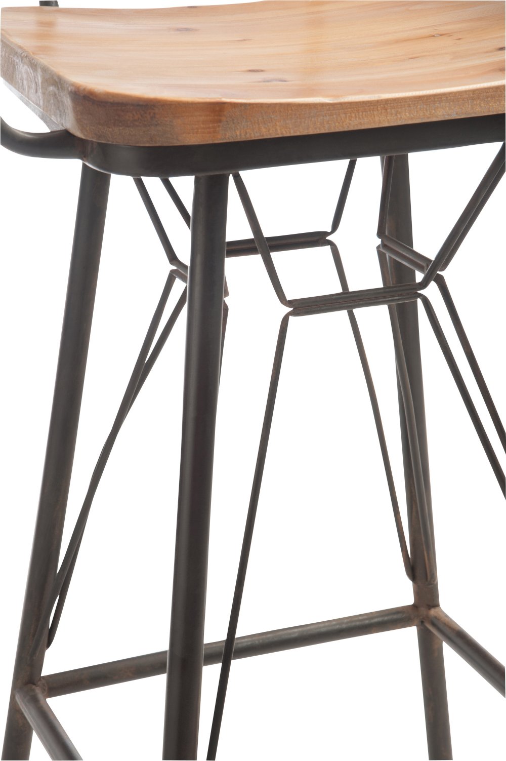 Tabouret de bar bistro TROB en métal noir et bois naturel.